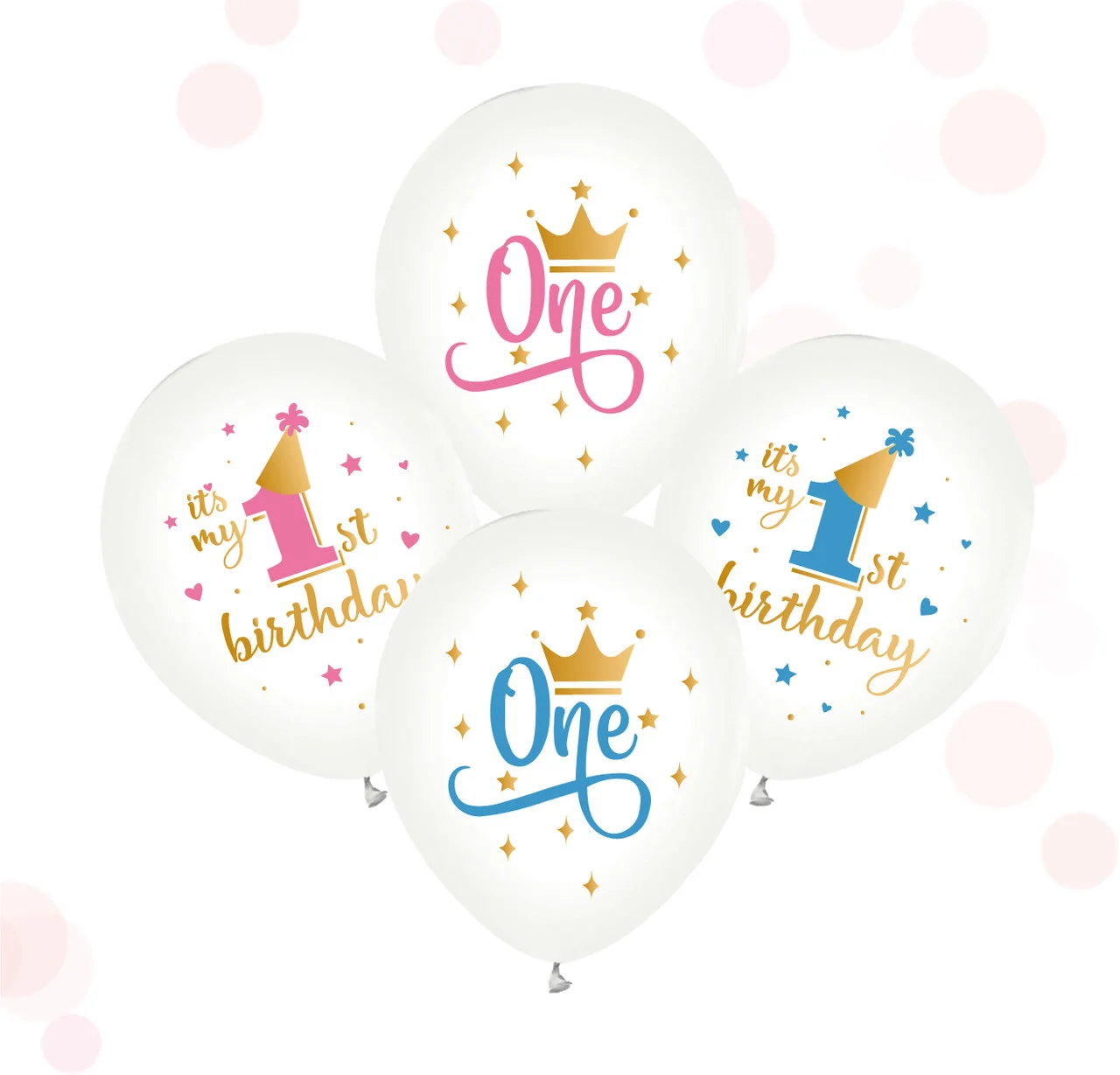 

Латексный шарик ТМ "ТЗ" 12"(30 см) IT`S MY 1ST BIRTHDAY / 1 годик, Разные цвета