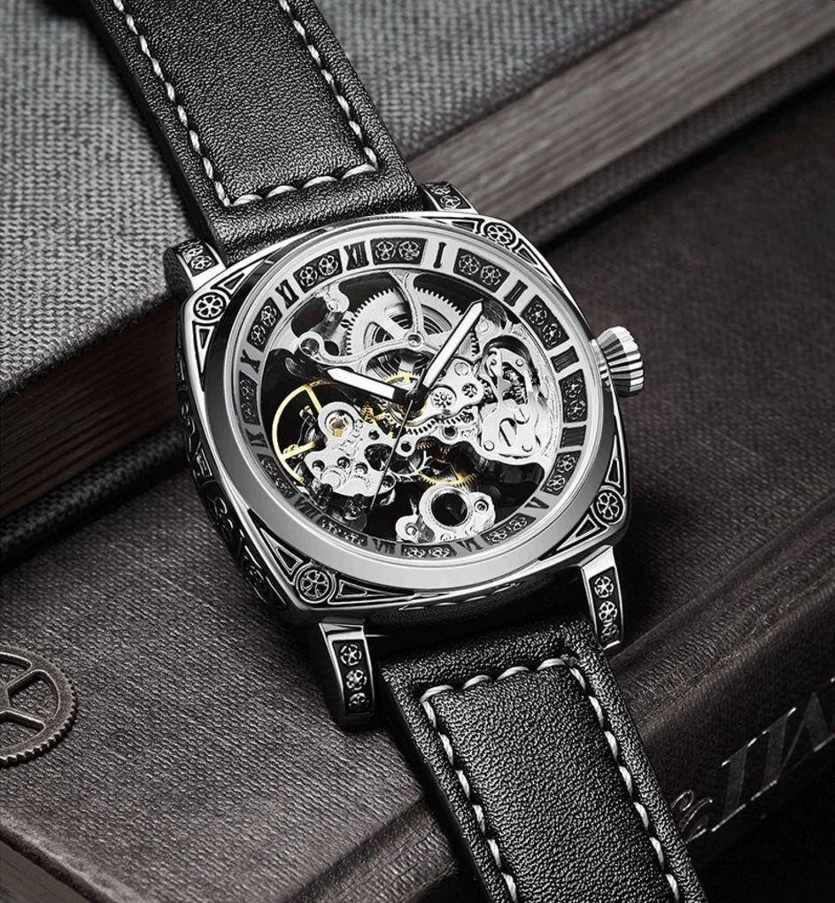 

Мужские часы скелетоны механические с автоподзаводом WishDoIt