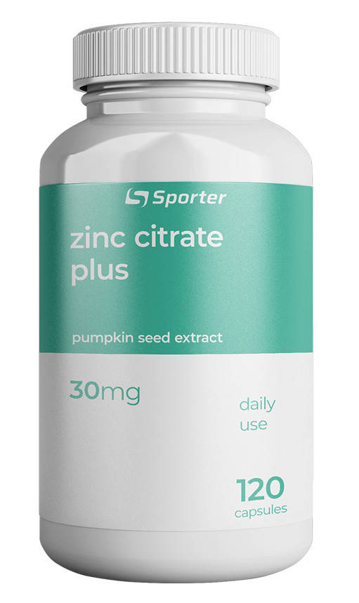 

Цинк цитрат Sporter Zinc 30mg. citrate plus - 120 капс