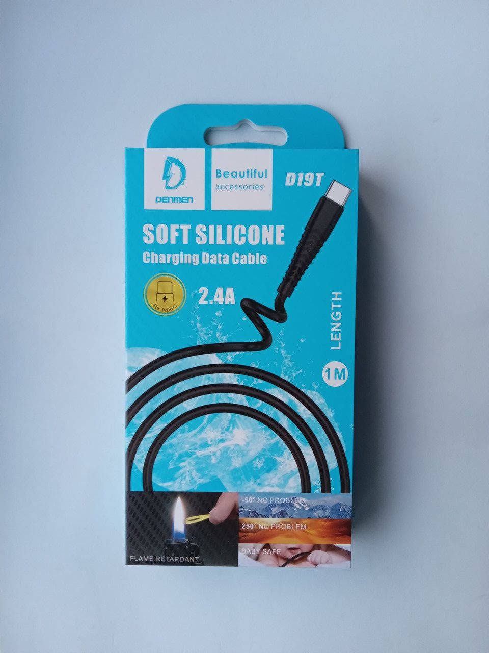 

Зарядний кабель Тип-С D19T 2.4A Silicone cable for Type-C 1m чорний, Черный