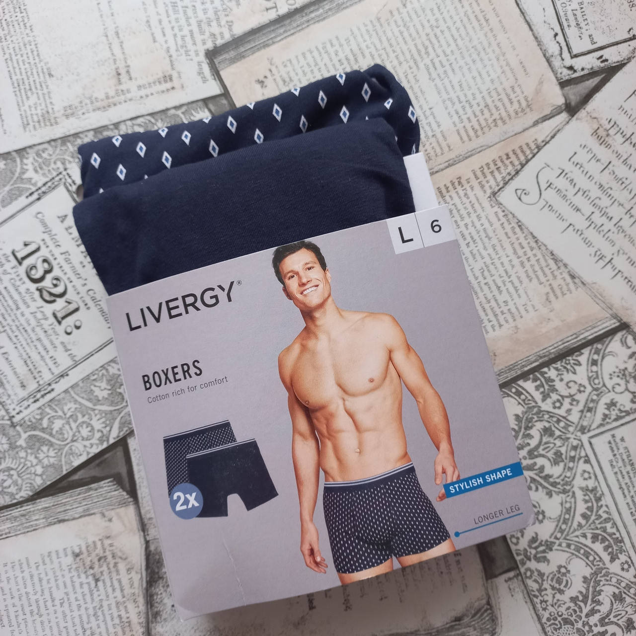 

2 шт Трусы боксеры 50-52 L хлопок Livergy, Темно-синий