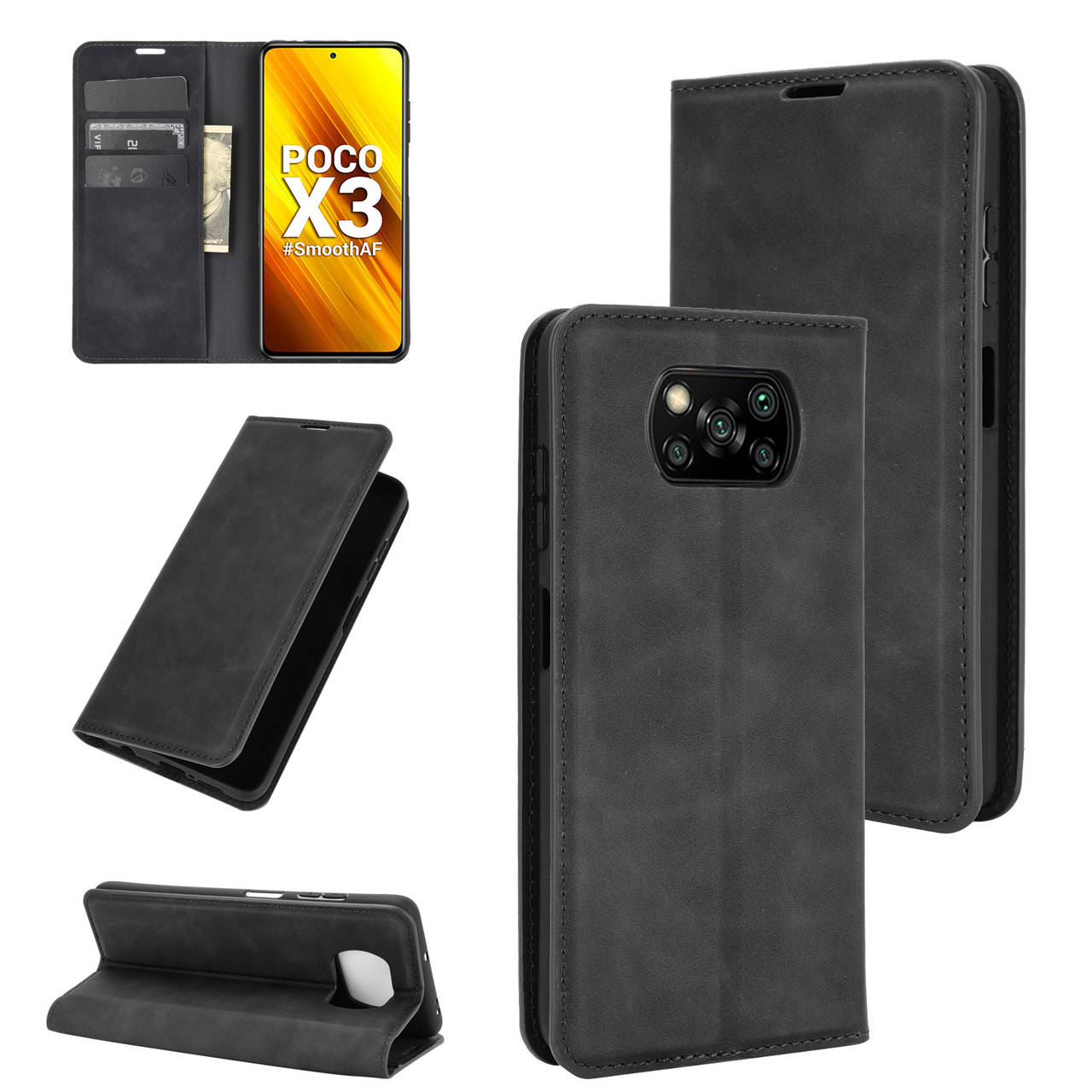 

Чехол Taba Retro-Skin для Xiaomi Poco X3 / X3 Pro книжка кожа PU с визитницей черный