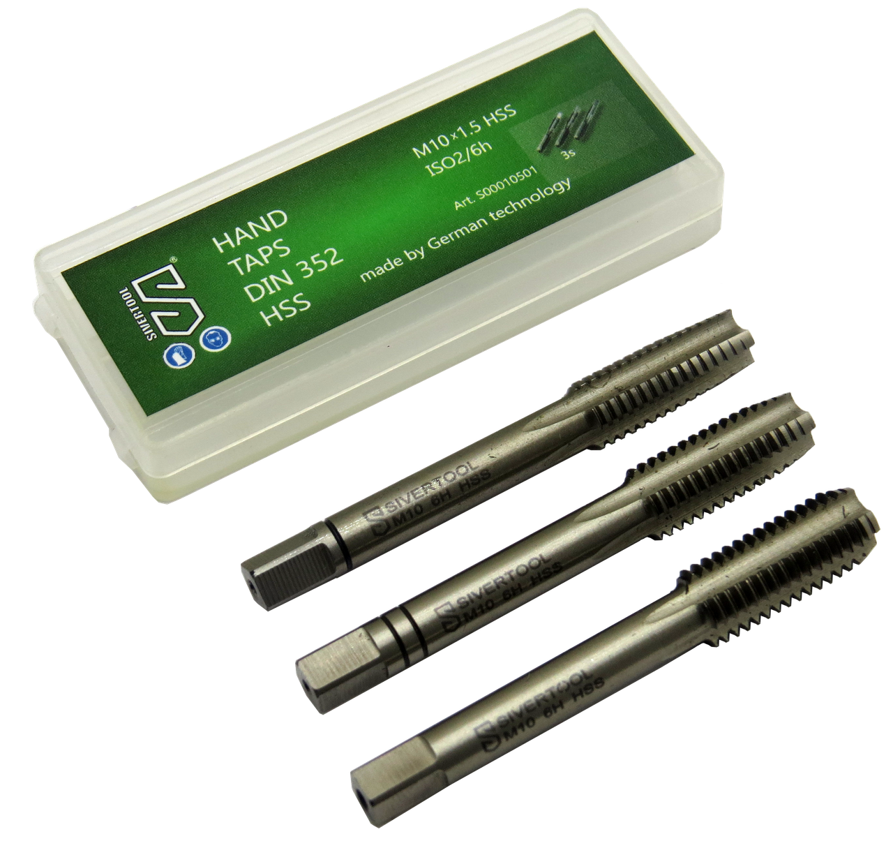 

Метчик ручной М10х1,5 HSS DIN352, комплект из 3-х штук