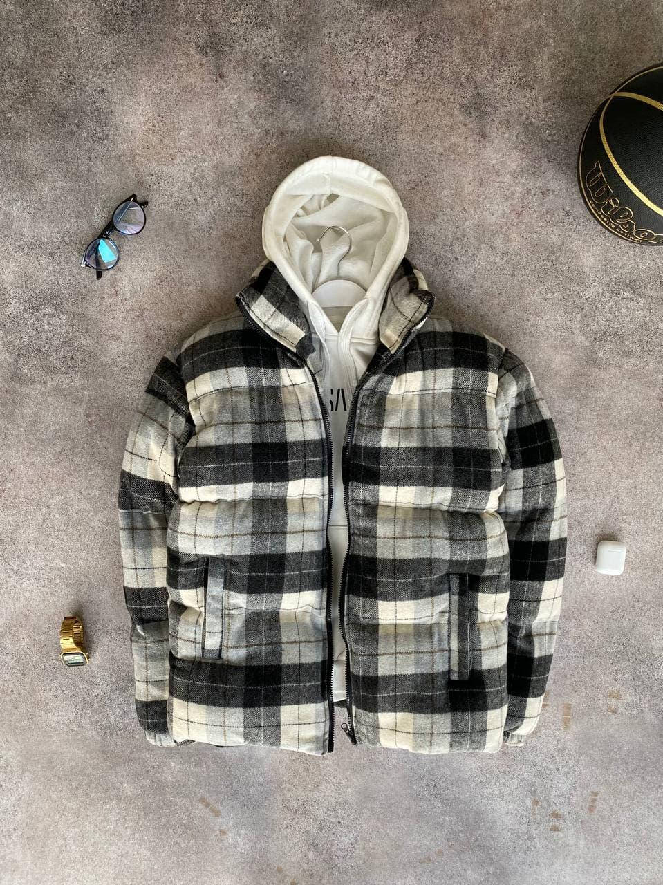 

Мужская тёплая крутая куртка-рубашка на зиму (серая) без капюшона XL