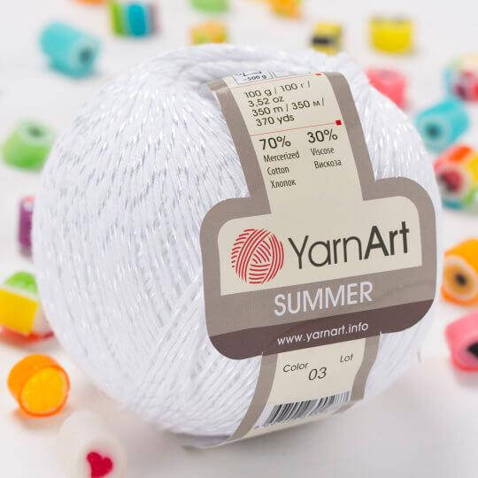 

Пряжа YarnArt Summer 03 белый (Ярнарт Саммер) 70% хлопок, 30% вискоза