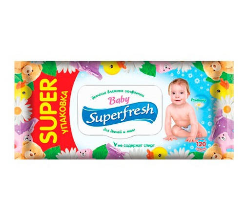 

Дитячі вологі серветки Superfresh 120 шт.