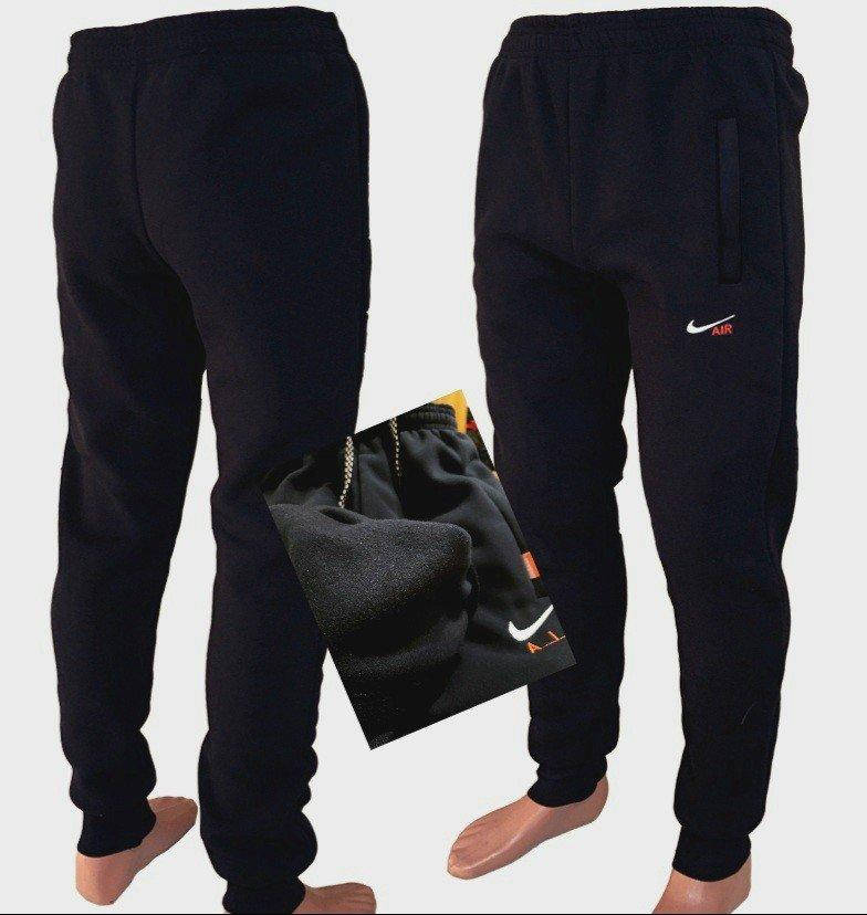 

Спортивные штаны утепленные на флисе трикотажные больших размеров с широкой штаниной на высокий рост NIKE 60, Черный