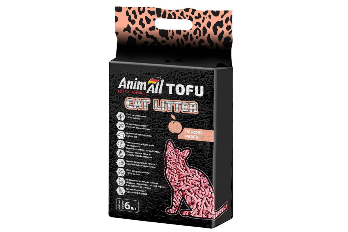 

AnimAll TOFU Peach - ТОФУ Персик - соевый наполнитель для кошек - 6 л / 2,6 кг