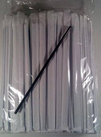 

Трубочка в индивидуальной апаковке d4.8-21см Черная ровная (200 шт), Черный