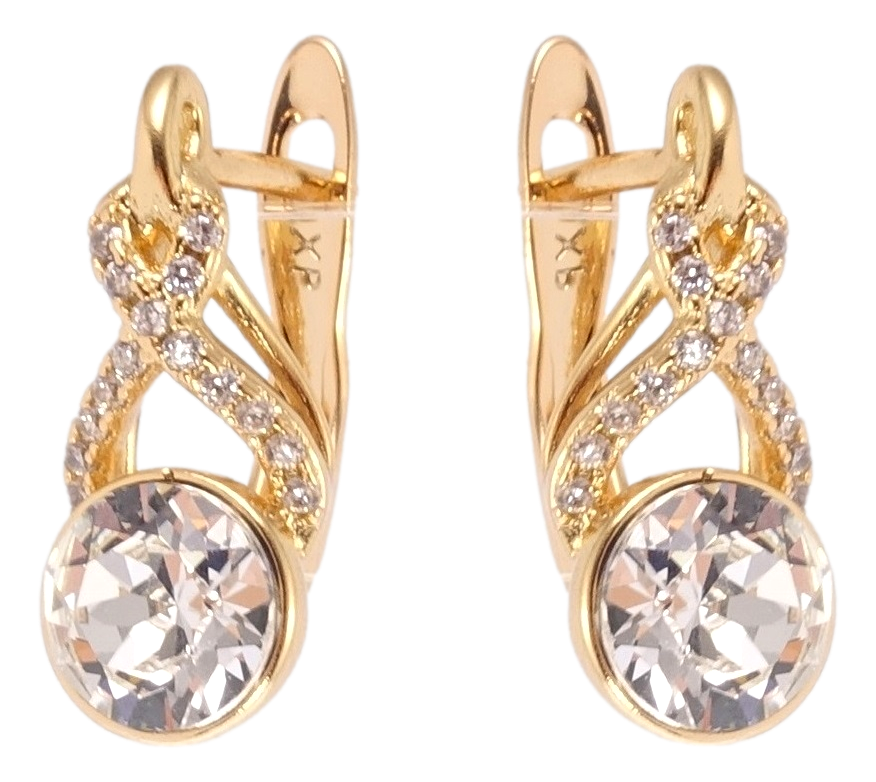 

Серьги Xuping Позолота 18K с кр-ми Swarovski английский замок "Кристаллы Clear"