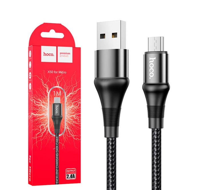 

Кабель Hoco X50 micro USB 2.4A 1m, Черный