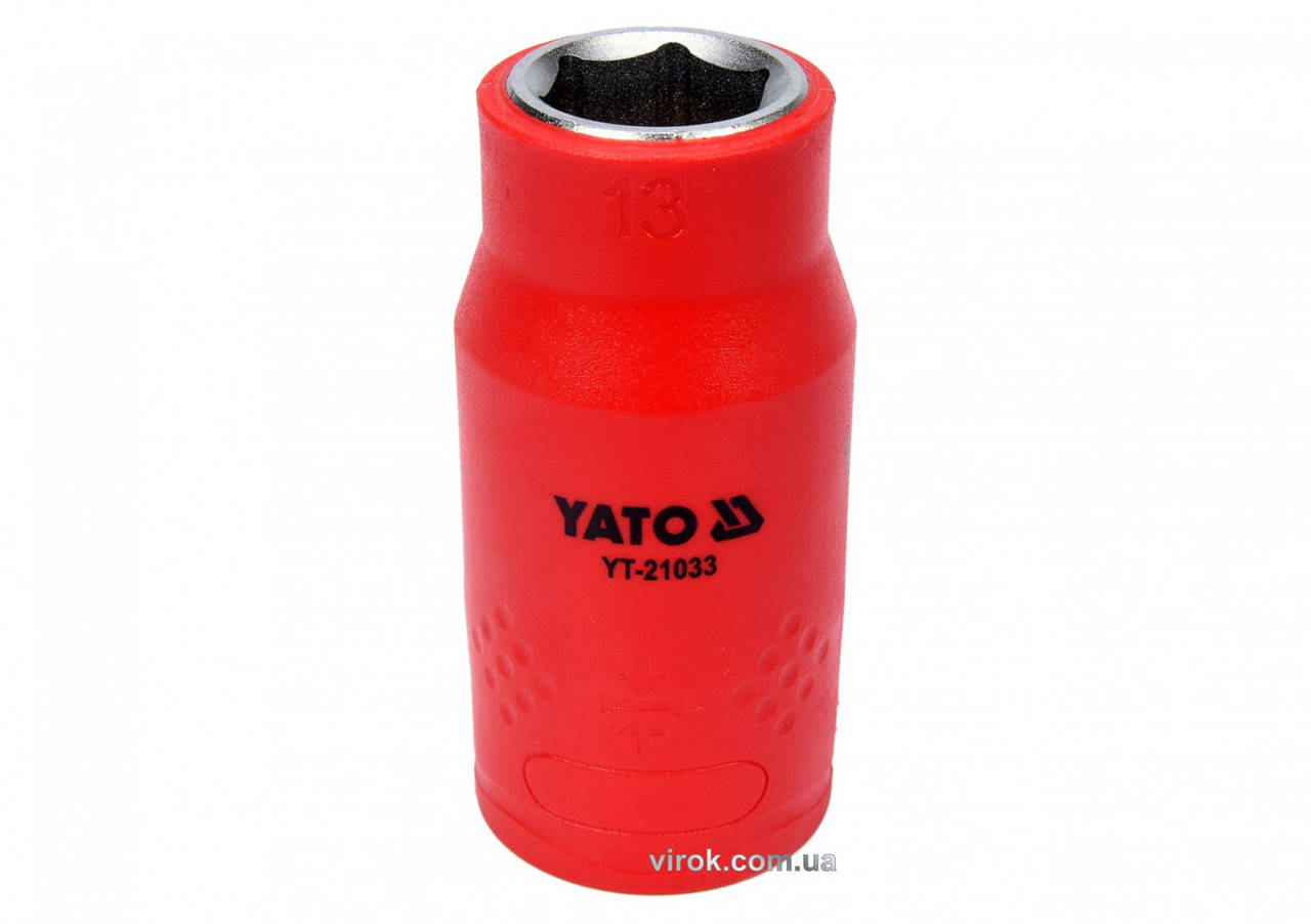 

Головка торцевая шестигранная диэлектрическая YATO 1/2" М13 х 55/38 мм VDE до 1000 В YT-21033