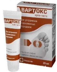 

Вартокс крем-паста 20мл для удаления подошвенных бородавок,мозолей
