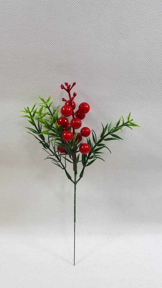 

Одиночная ветка лапчатки-новая с красными ягодами 24см, искусственный куст для декорирования интерьера, Красный