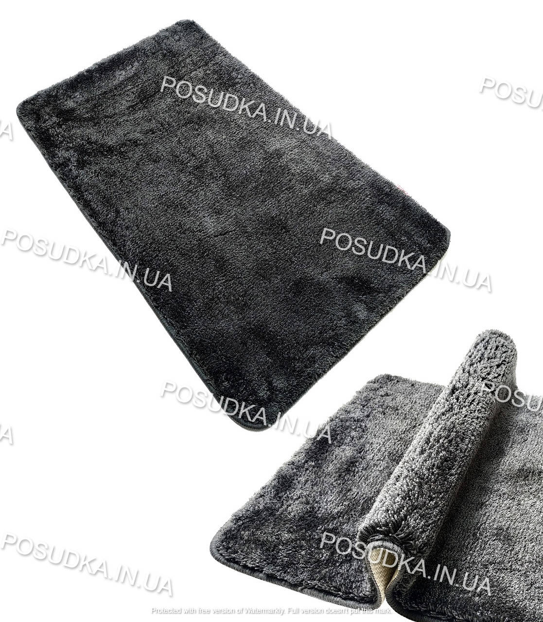 

Мягкий акриловый коврик для ванной 70*120 см ПУШИСТЫЙ Gökyıldız на резиновой основе Темно-серый