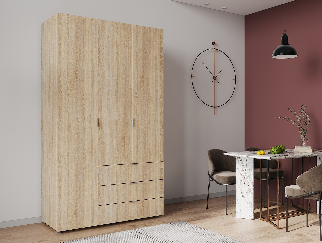 Розпашна Шафа для одягу Doros Гелар Дуб Cонома 3 ДСП 116,2х49,5х203,4 (80397559) 3