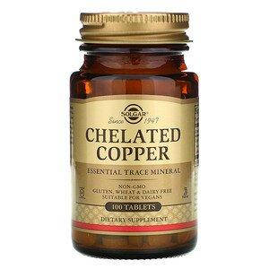 

Медь (Chelated Copper), Solgar, 100 таблеток (SOL-00640)