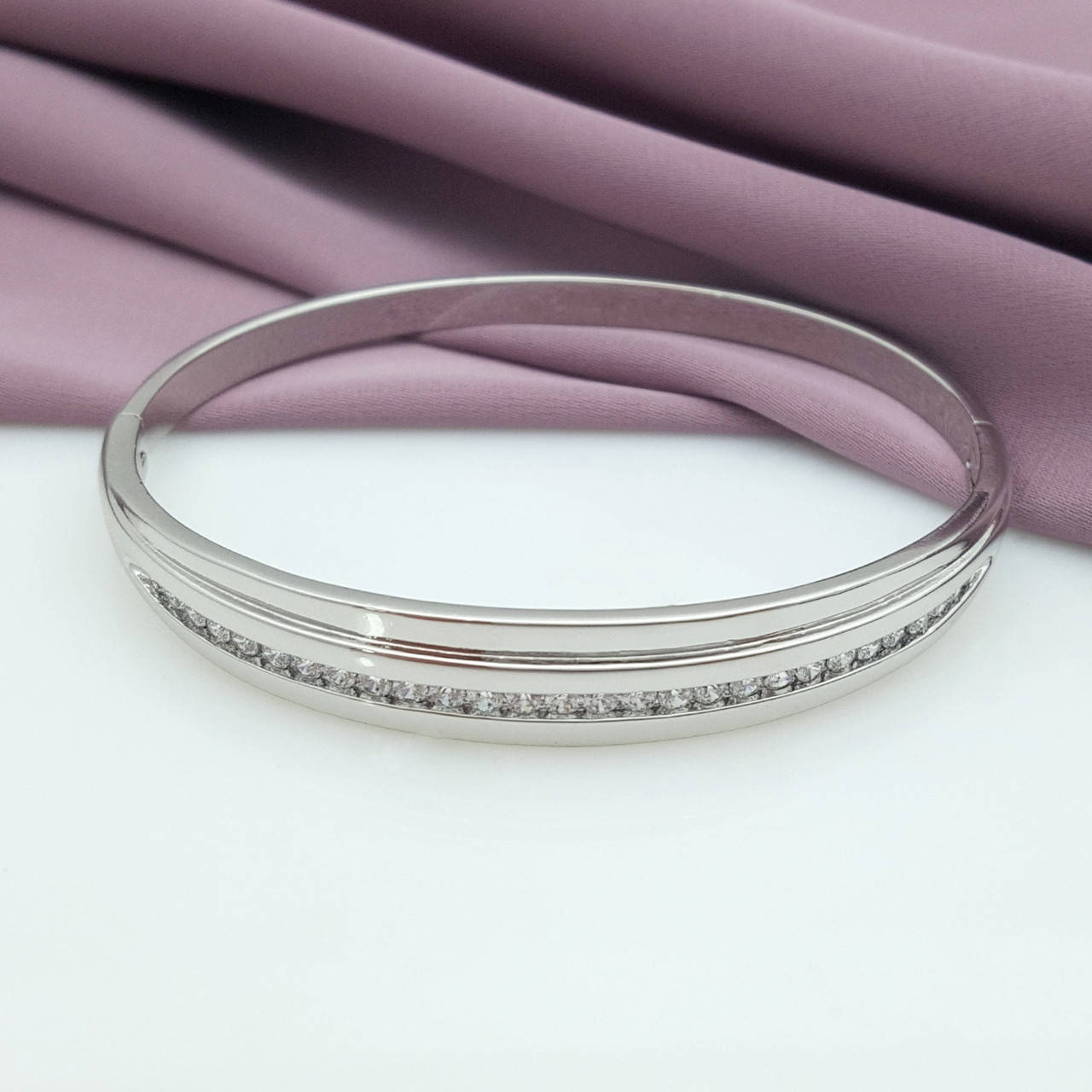 

Браслет Xuping, Классика с дорожкой камней и гранями, д.5,6, родий