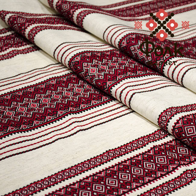 

Ткань с украинской вышивкой Мистраль, Красный