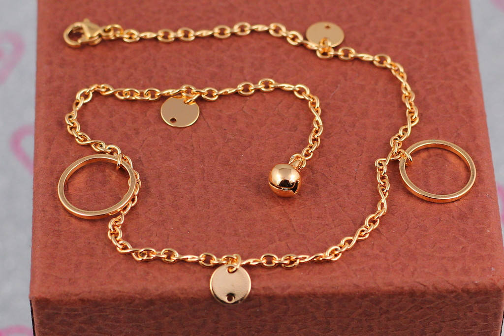 

Браслет Xuping Jewelry на ногу большие и малые круги 27 см золотистый