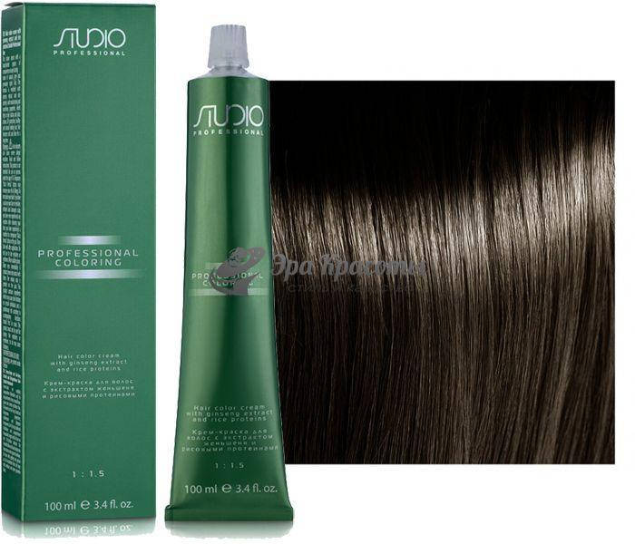 

Краска для волос с протеинами риса и женьшеня 5.07 насыщенный холодный светло-коричневый Studio Kapous, 100 мл