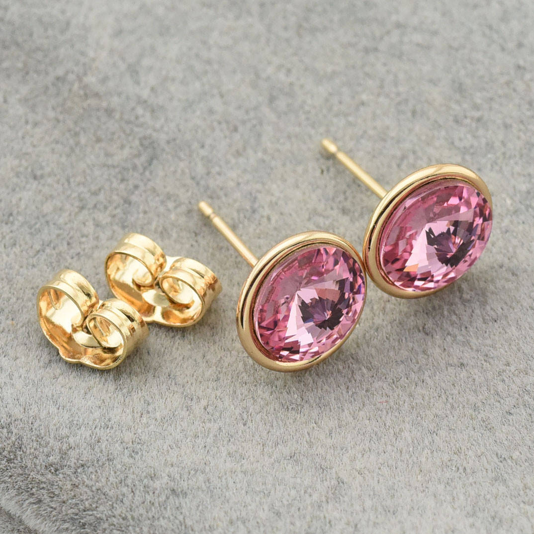

Серьги Xuping с кристаллами Swarovski 21399 размер 10х10 мм цвет розовый позолота 18К