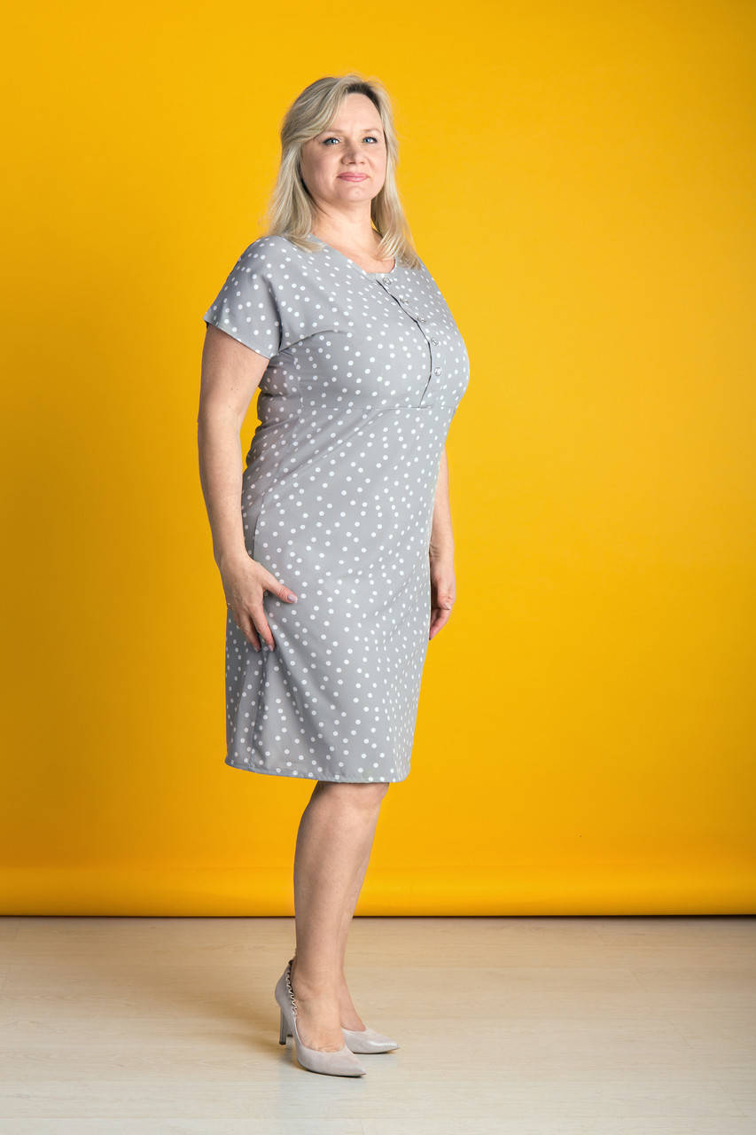 

Красивое платье-рубашка летнее бежевое батал Zeta-m