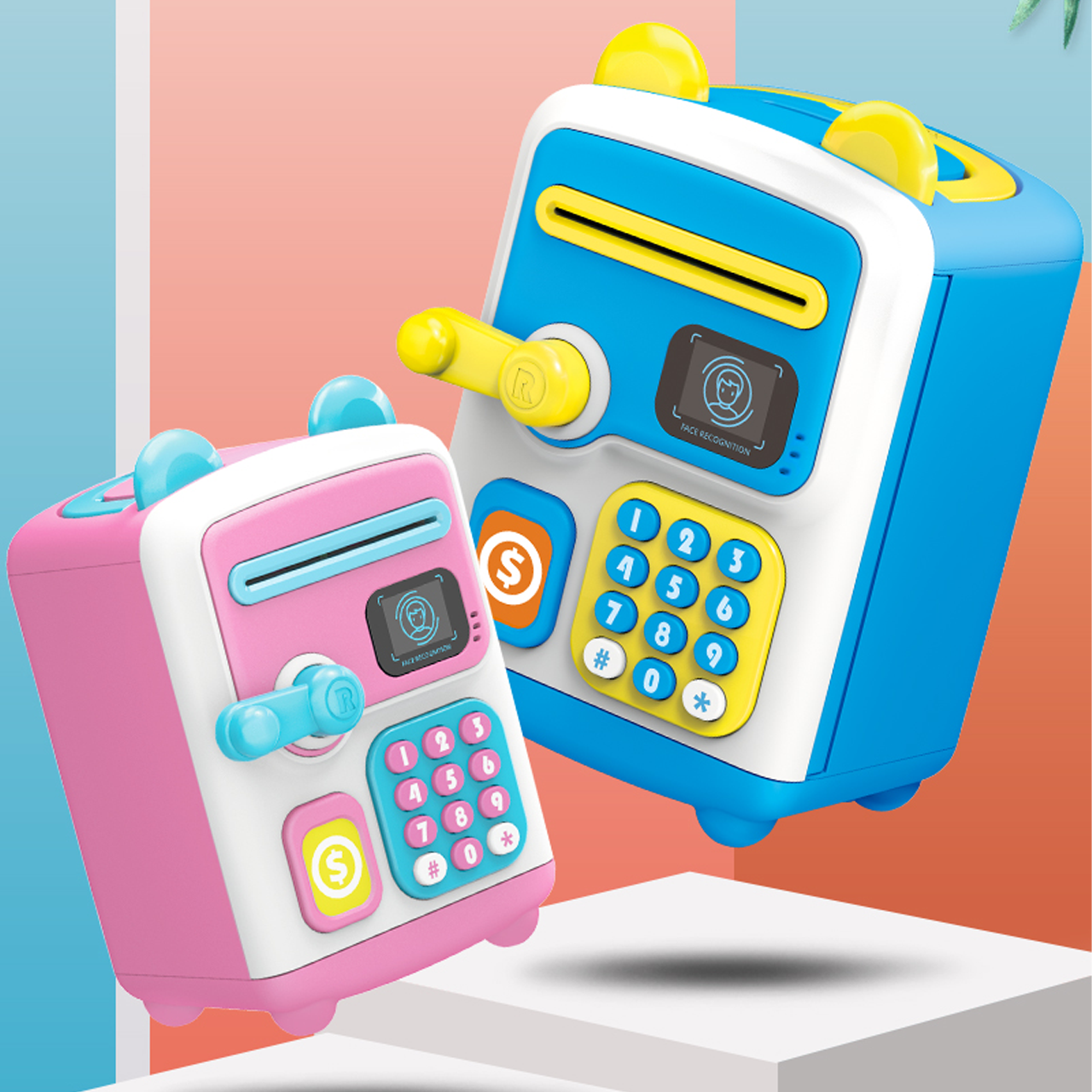 

Детская электронная сейф-копилка Face Recognition Money BOX с кодовым замком, Синий