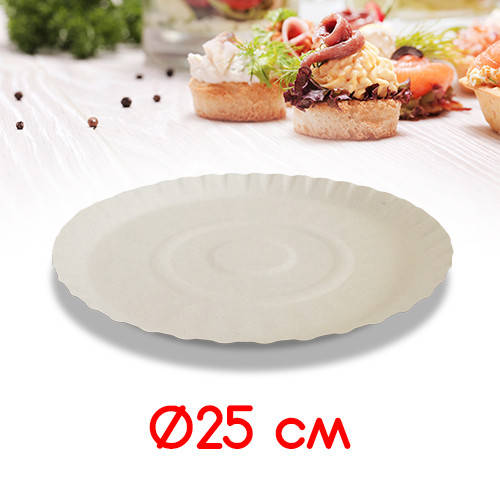 

Одноразовые бумажные тарелки круглые картонные - D25, 100 шт, картон / бумажная одноразовая посуда, Бурый