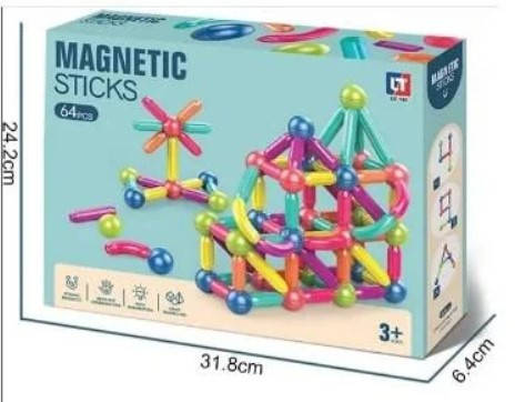 

Конструктор магнитный, 64 детали, FD136/Hl-2125, для детей от 3 лет, Пакунок малюка