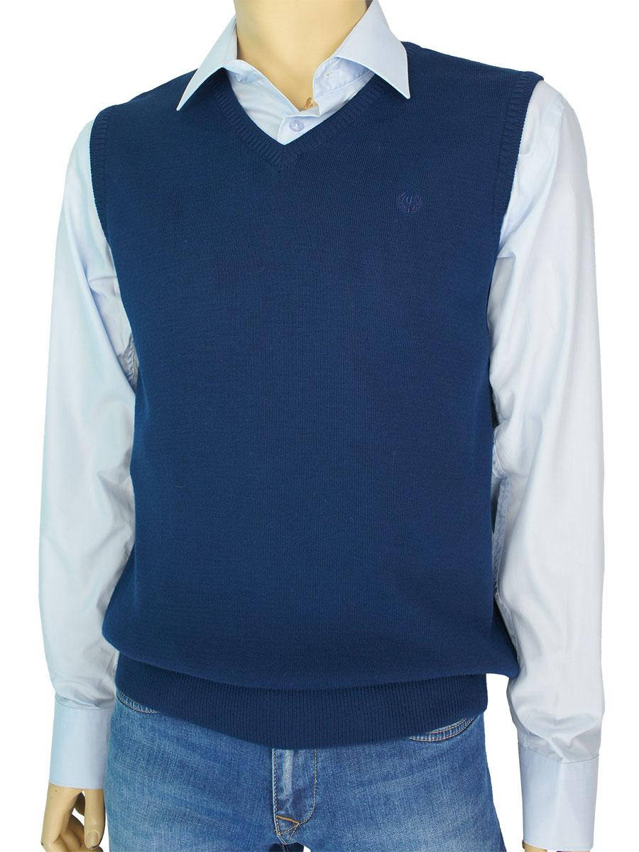 

Мужской темно-синий трикотажный жилет Yamak 28002 Lacivert