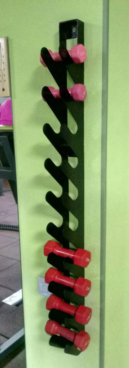 

Стойка для фитнес гантелей настенная на 11 шт