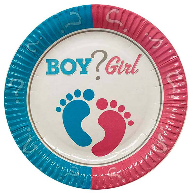 

Тарелки 8 шт./уп. (18см.) в стиле "Baby Boy or Girl" baby shower Беби Шауэр Гендер пати- мальчик или девочка