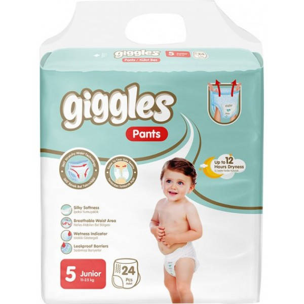 

Подгузники-трусики детские Giggles 5 junior 11-25 кг, 24 шт