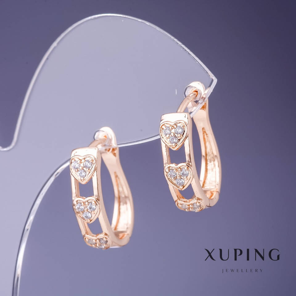 

Серьги Xuping Сердечная полоса 20х6мм "позолота 18К"