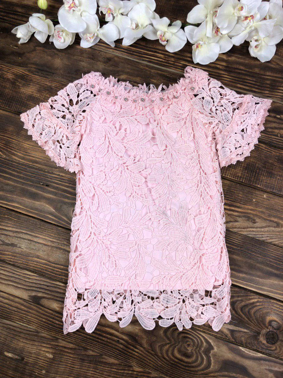 

Гипюровое коктейльное платье на подкладке, Розовый