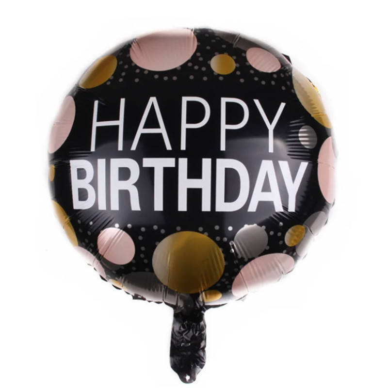 

Фольгированный шар круг Happy Birthday круги на черном 18" Китай, Черный