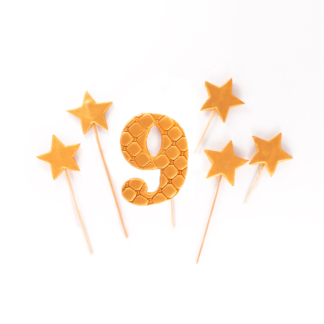 

Набор "Цифра 9" со звездочками, золото