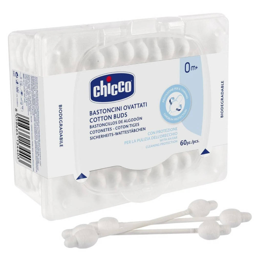 

Ватные палочки с ограничителем 60 шт Chicco (8058664134403)