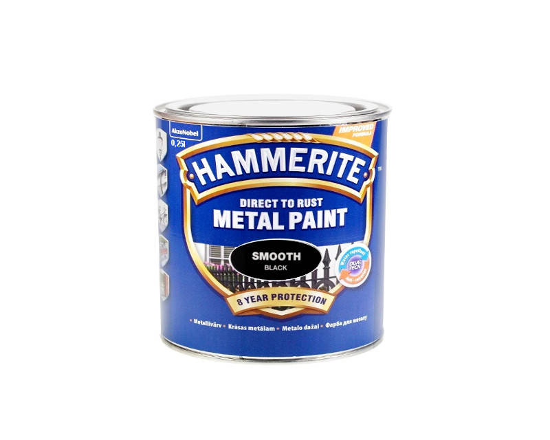 

Эмаль синтетическая HAMMERITE антикоррозионная черная глянцевая 0,25л