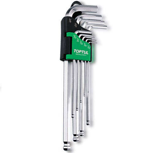 

Набор дюймовых Г-обр.шестигранников с шаром 1/16"-3/8" 9ед. TOPTUL TOPTUL GBAL0901