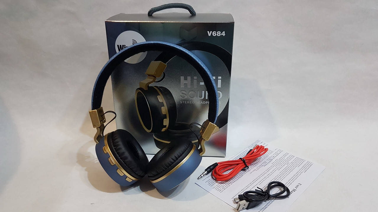 

Беспроводные наушники Bluetooth стерео гарнитура JBL Wireless V684 FM радио/MP3 Синий