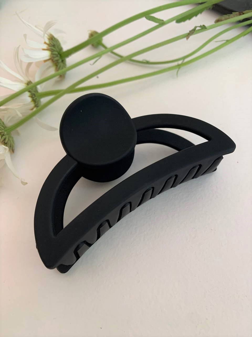 

Крабик для волос черный большой заколка, пластиковый краб крупный, женский каучуковый краб