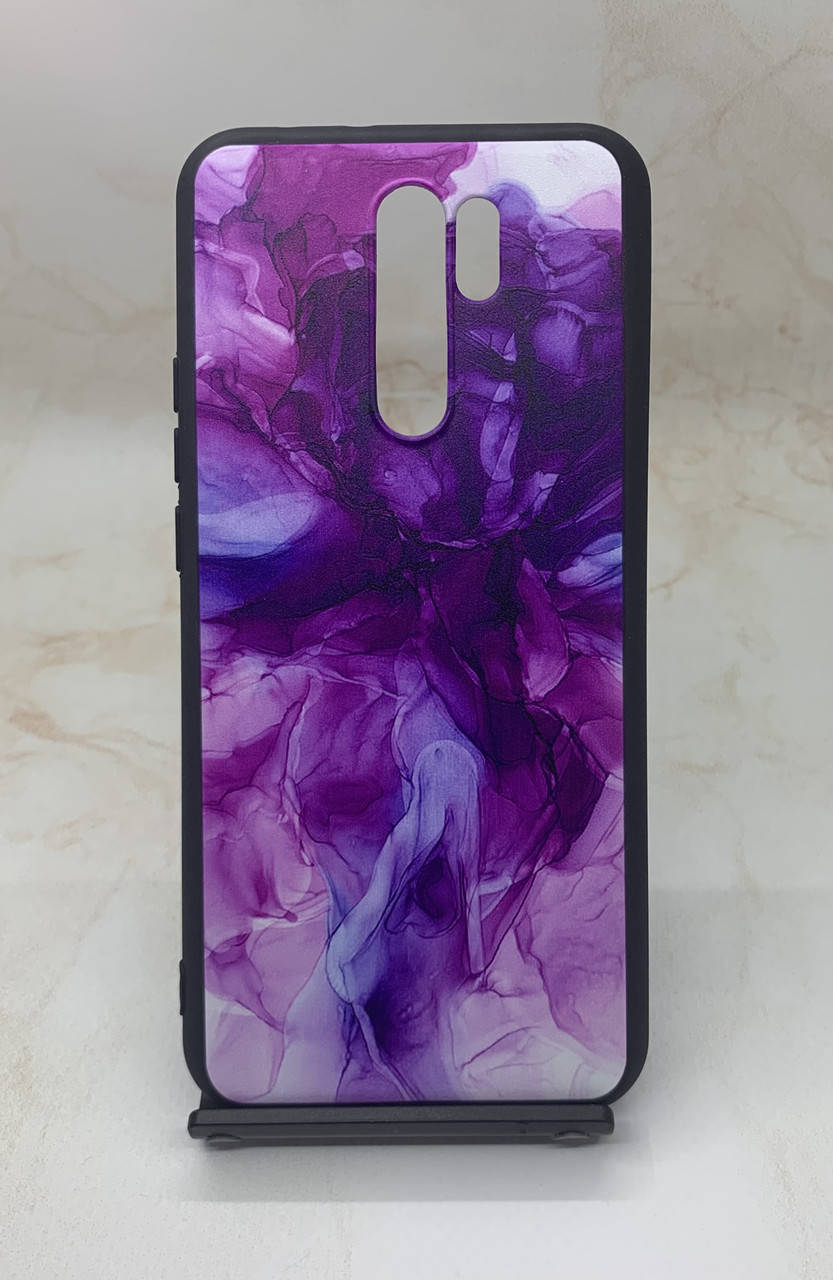 

Чехол силиконовый для Xiaomi Redmi 9 с абстрактным принтом фиолетовый, Черный