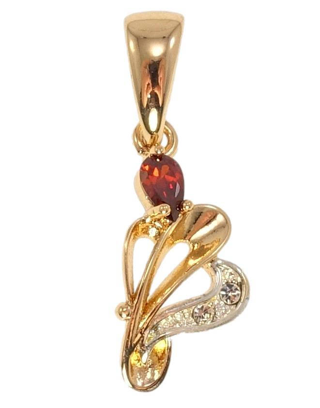 

Кулон Fallon Позолота 18К + Родий "Декоративная подвеска с красным кристаллом"