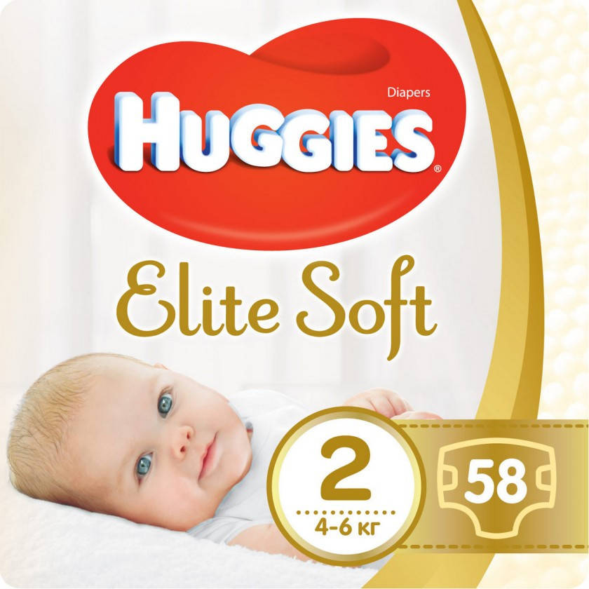 

Подгузники Huggies Elite Soft Newborn 2 (4-6 кг) 58 шт