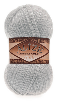 

Пряжа Angora gold simli-21, Светло-серый