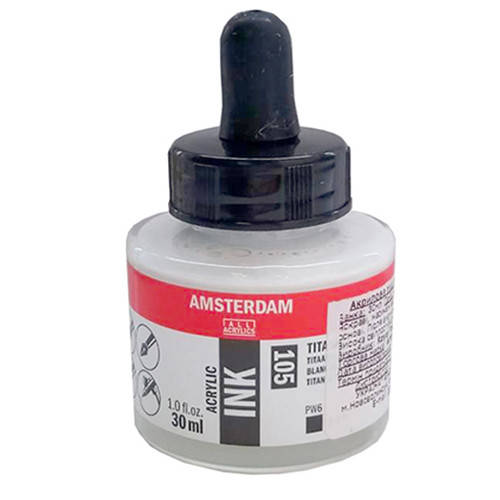 

Тушь акриловая AMSTERDAM INK, (105) Белила титановые, 30мл, Royal Talens
