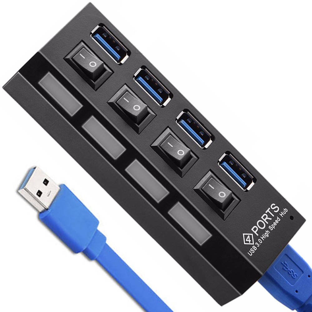

USB 3,0 Hub | Хаб на 4 USB порты с переключателем Addap UH-02, Черный