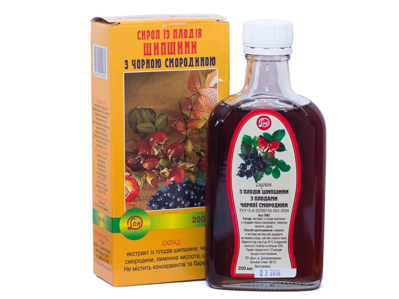 

Сироп із плодів шипшини і чорною смородиною "Дон", 200 мл